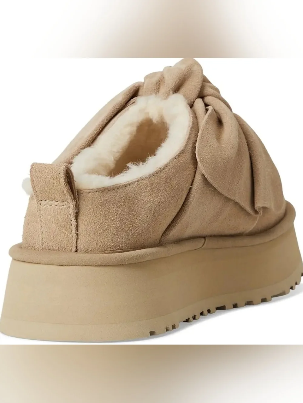 UGG Suede Bow Platform Slip-On Tazz in Sand Size 7 - Picture 5 of 11